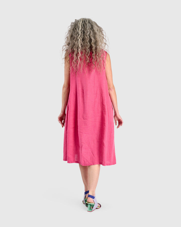 Linen Swing Dress, Flamingo