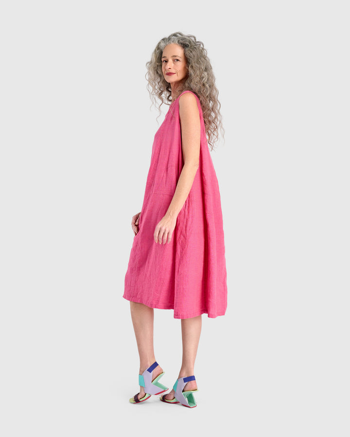 Linen Swing Dress, Flamingo