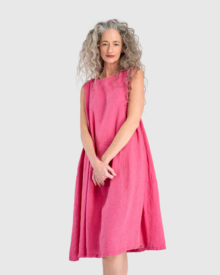 Linen Swing Dress, Flamingo