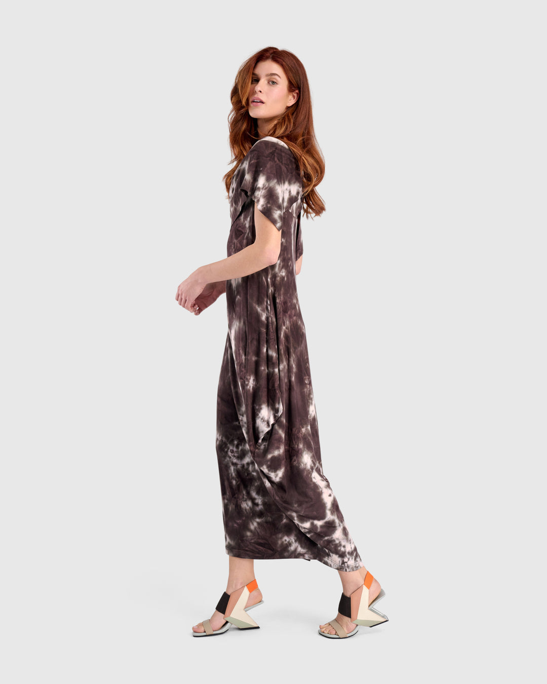 Chai Savoir Maxi Dress, Brown/Pink Tie Dye