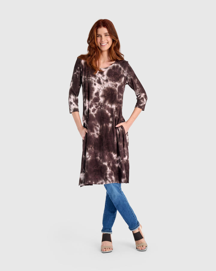 Nook Tunic, Brown/Pink Tie Dye