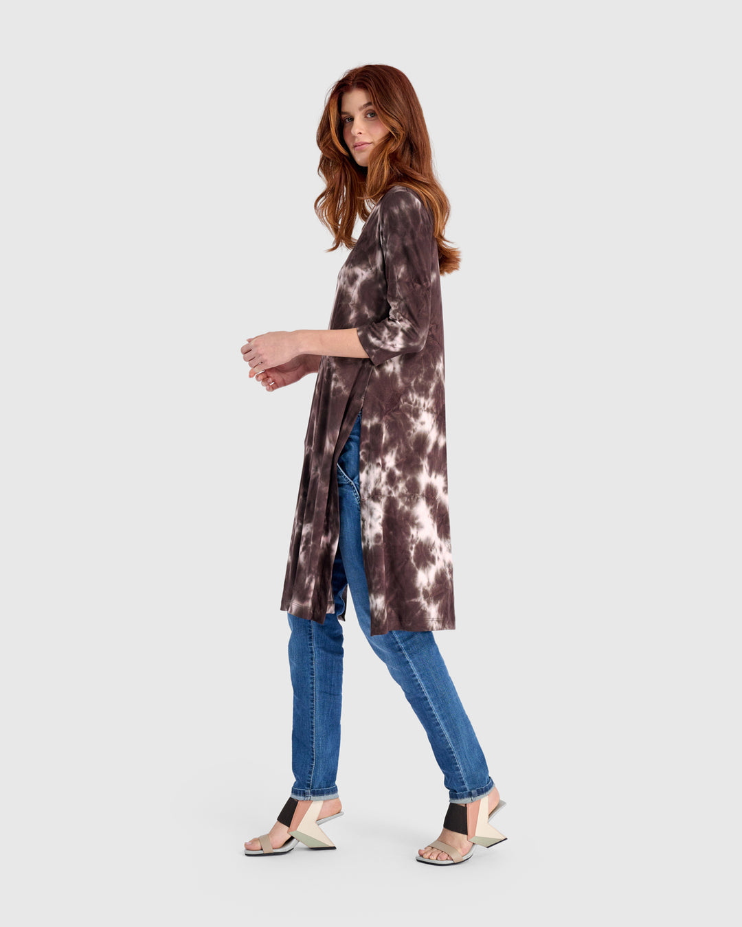 Nook Tunic, Brown/Pink Tie Dye