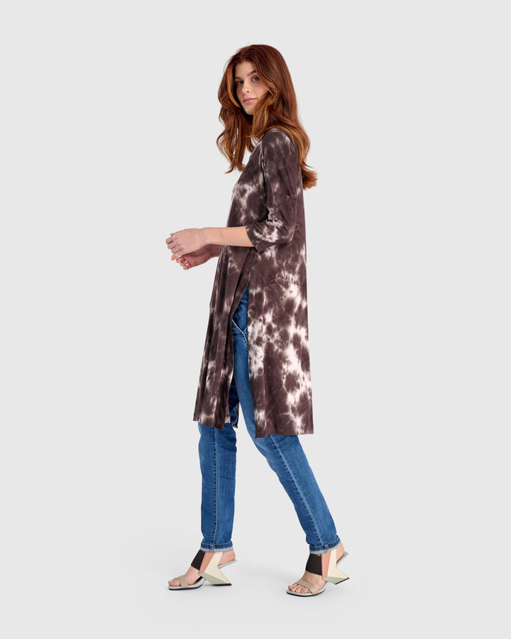 Nook Tunic, Brown/Pink Tie Dye