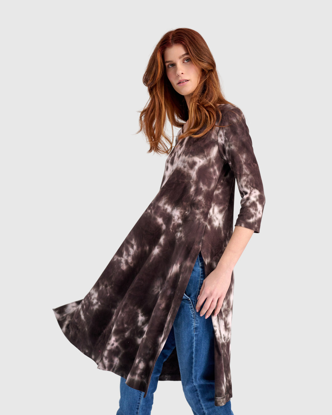 Nook Tunic, Brown/Pink Tie Dye