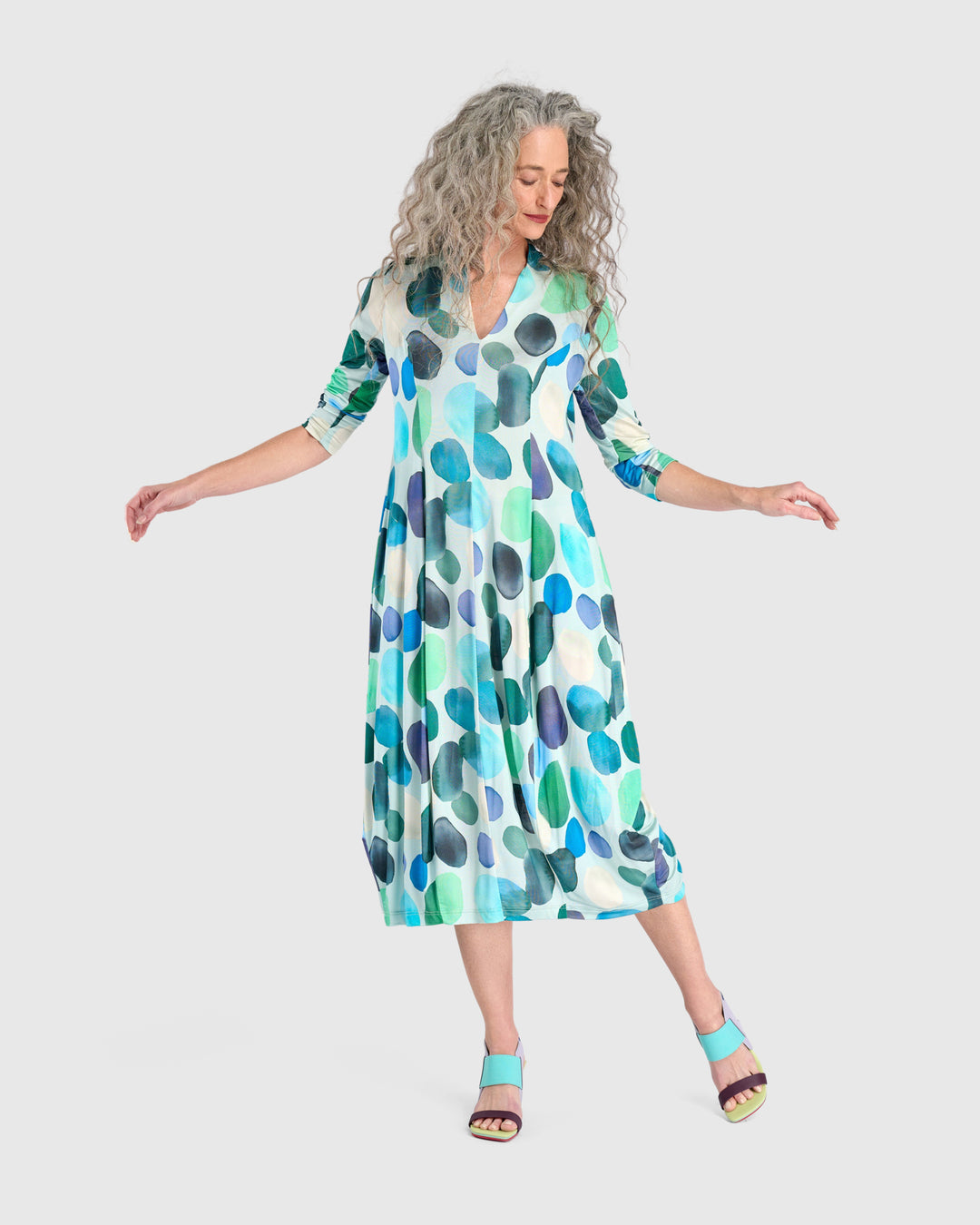Margarita Cocoon Dress, Aqua Dots Alembika U.S. Margarita Cocoon Dress, Aqua Dots Alembika U.S.