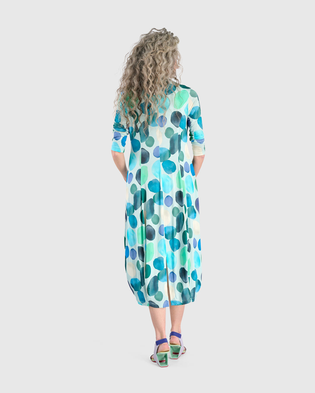 Margarita Cocoon Dress, Aqua Dots