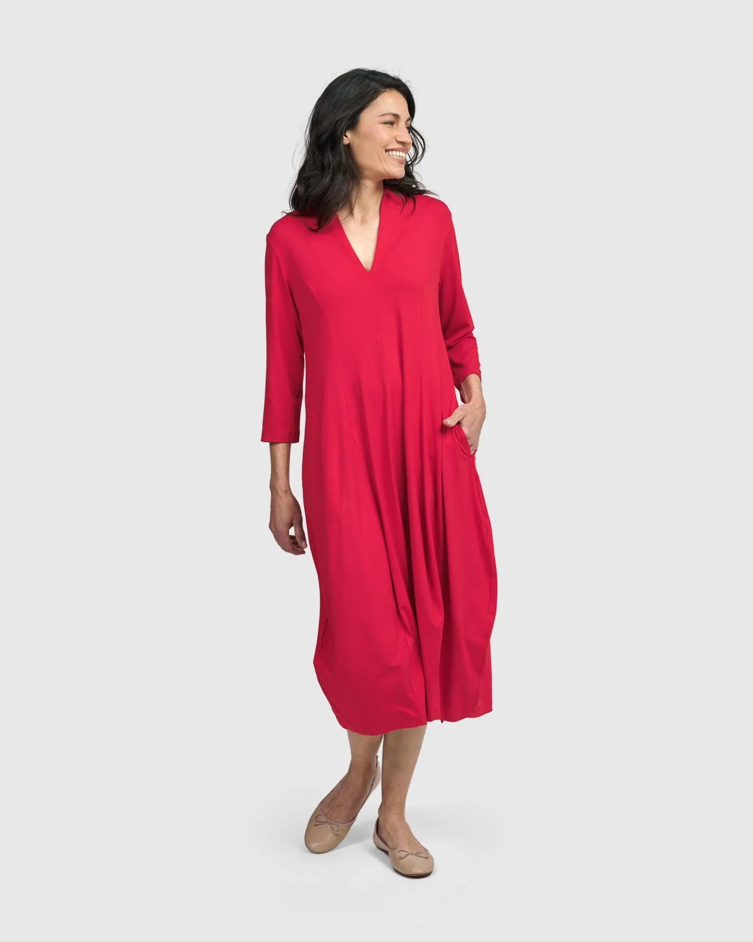 Essential Cocoon Dress, Red Rose – Alembika U.S.