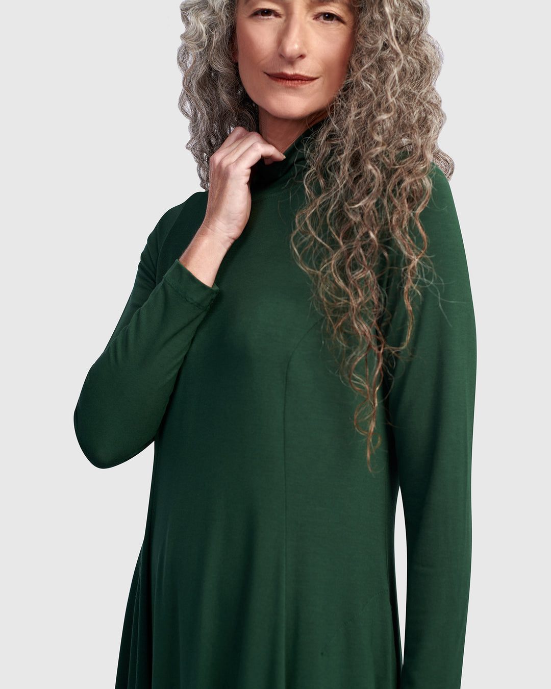 Essential Turtleneck Cocoon Dress, Jungle