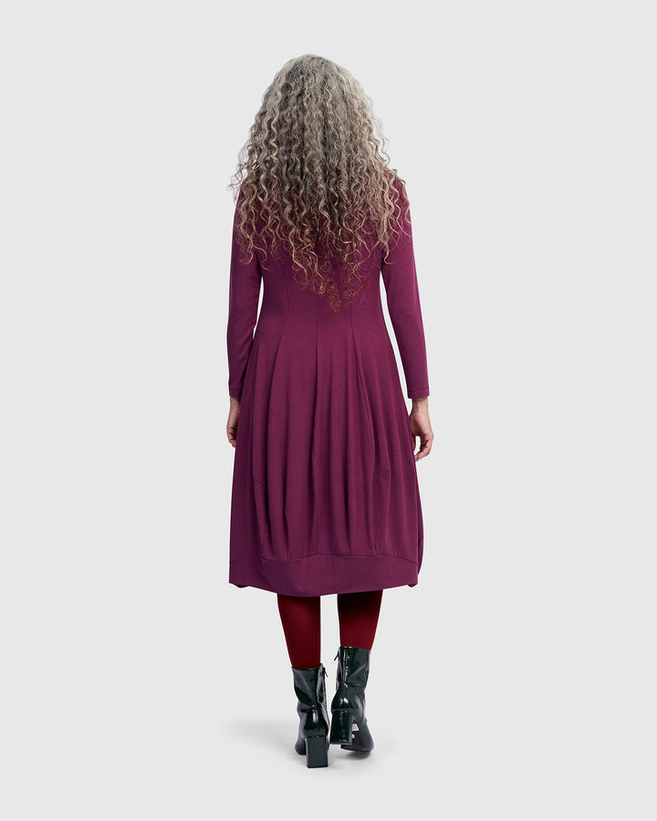 Essential Turtleneck Cocoon Dress, Sangria