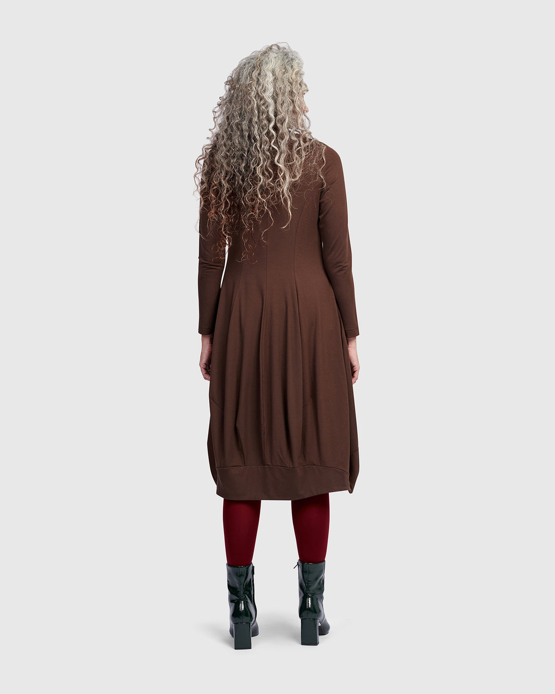 Essential Turtleneck Cocoon Dress, Umber