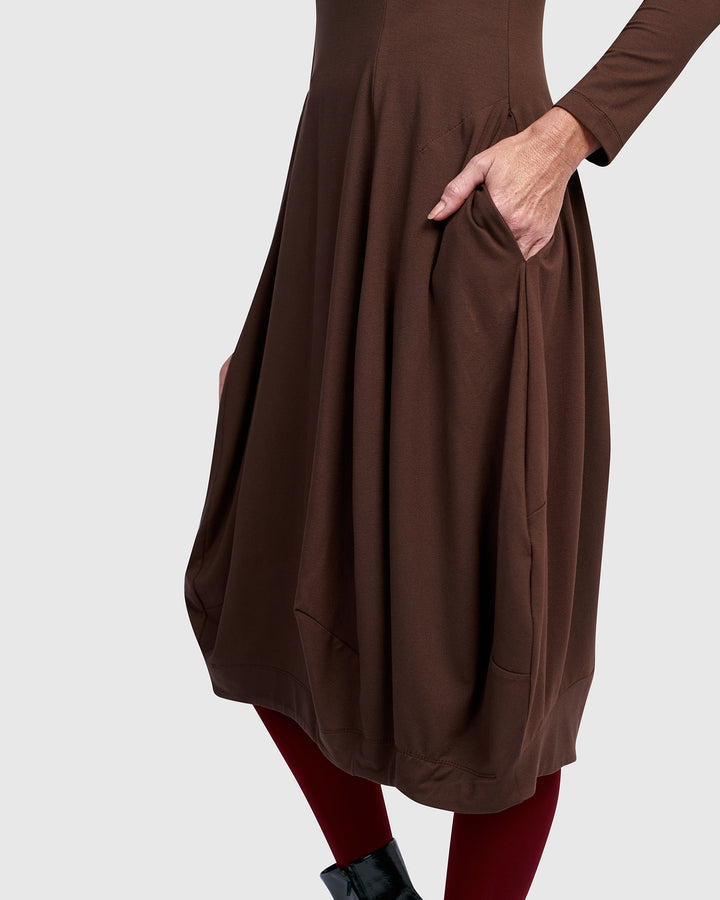 Essential Turtleneck Cocoon Dress, Umber