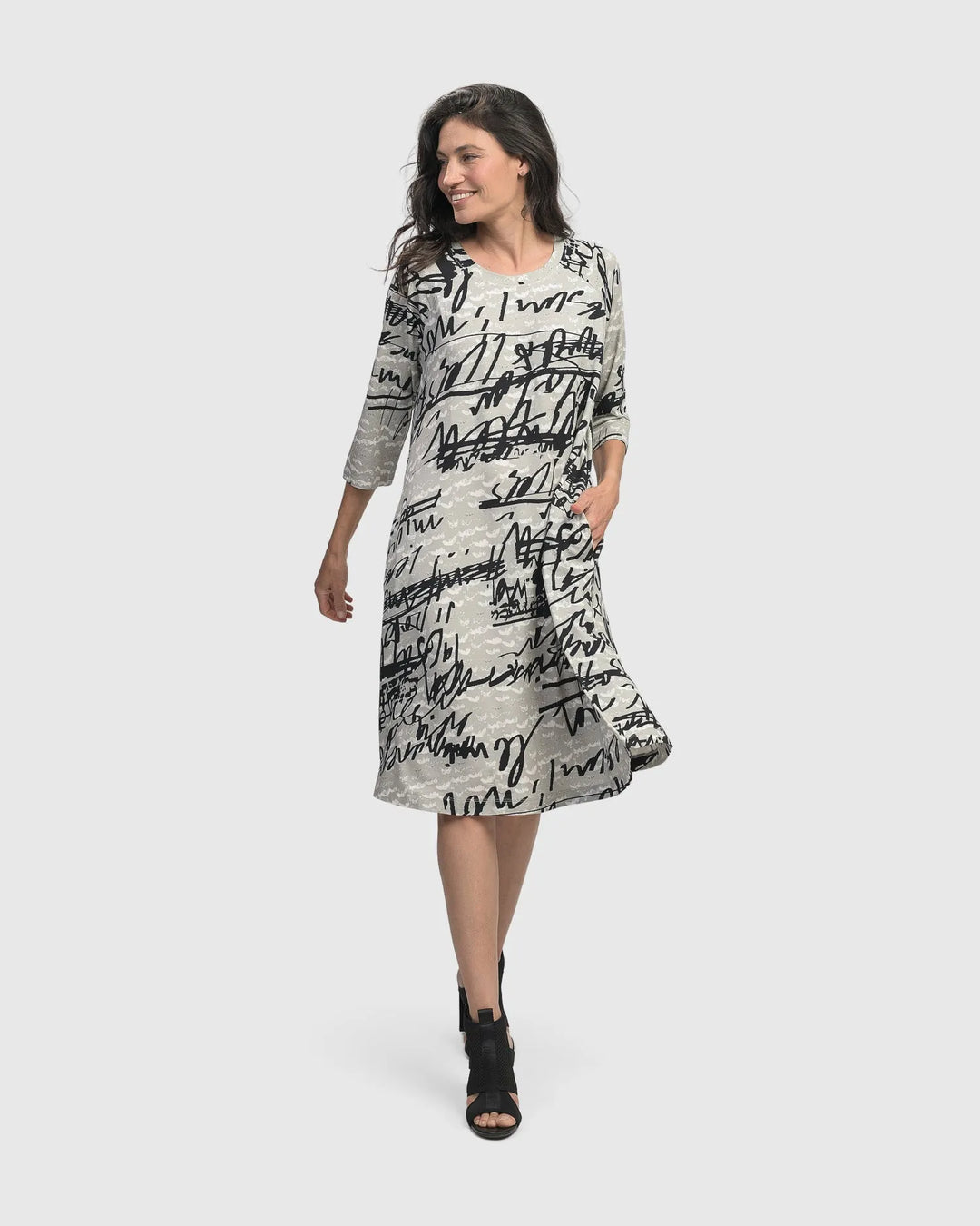 Flirty A Line Dress, Script Alembika U.S. Flirty A Line Dress, Script Alembika U.S.
