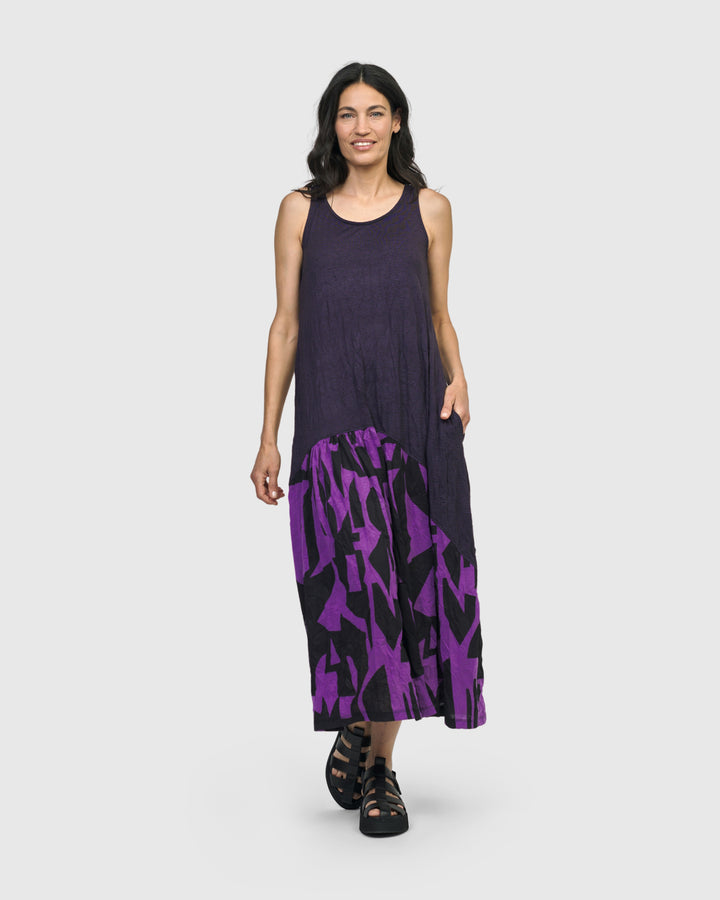 Fusion Sleeveless Midi Dress, Violet