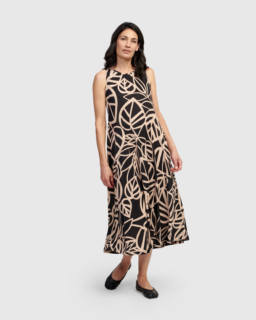 Ilsa Sleeveless Dress, Leaves