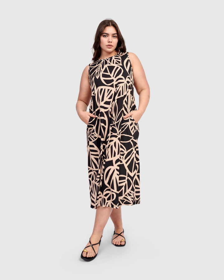 Ilsa Sleeveless Dress, Leaves