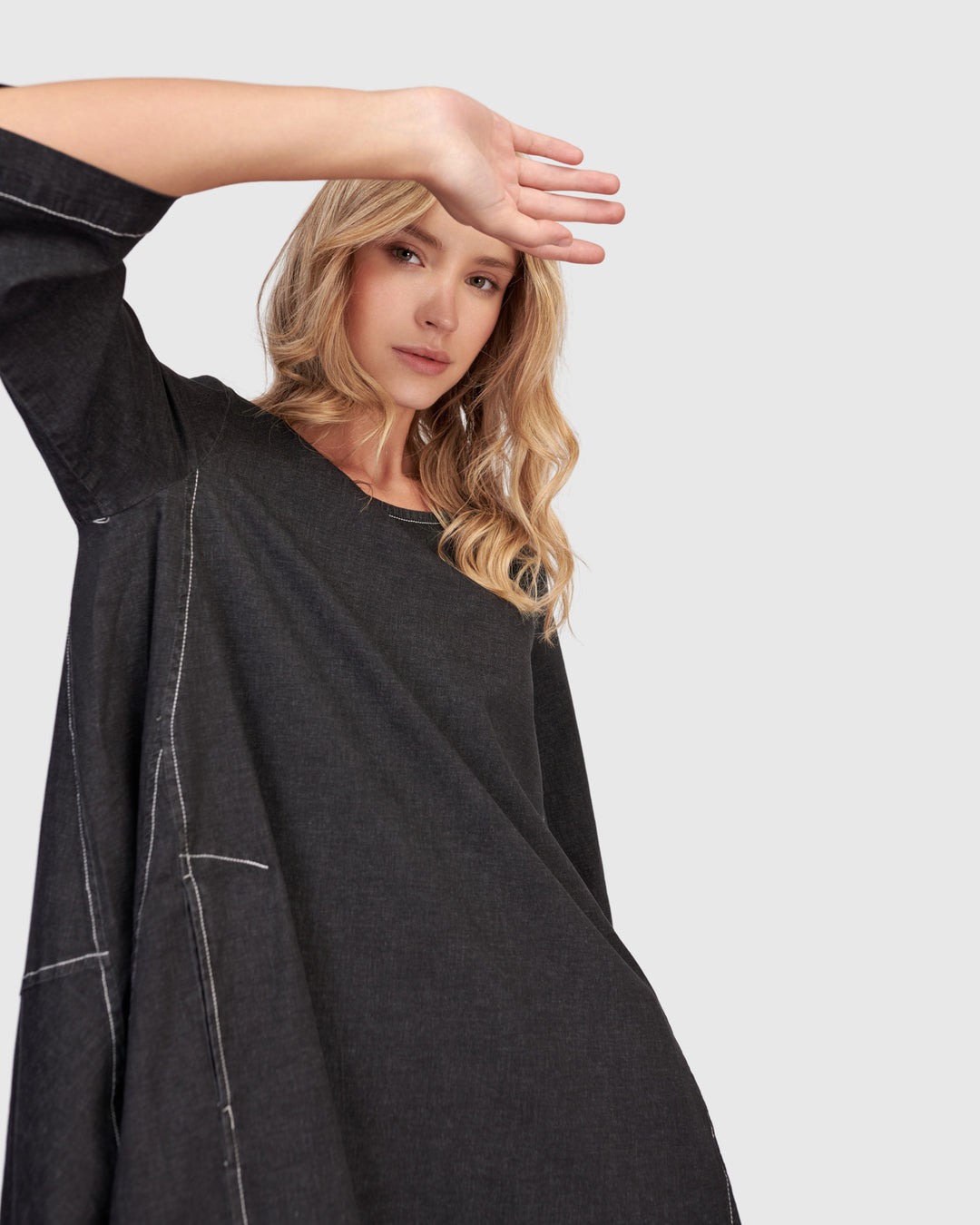 Alembika Liberty Oversized Cocoon Dress, Black Denim Black / 6 (US 16-18) Alembika Liberty Oversized Cocoon Dress, Black Denim Black / 6 (US 16-18)