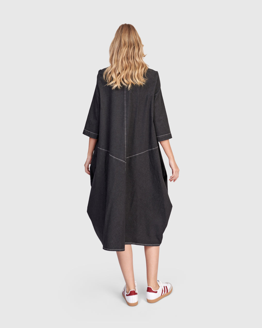 Alembika Liberty Oversized Cocoon Dress, Black Denim Black / 6 (US 16-18)