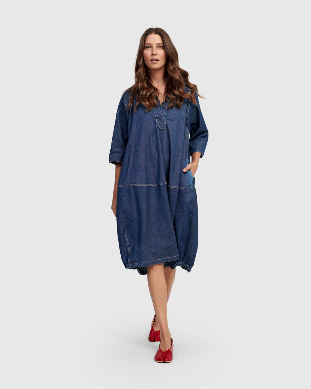 Panama Oversized Shirt Dress, Denim