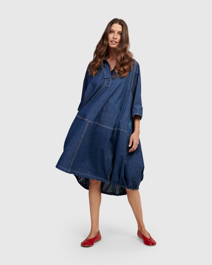 Panama Oversized Shirt Dress, Denim