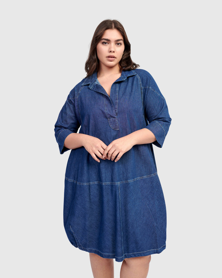 Panama Oversized Shirt Dress, Denim