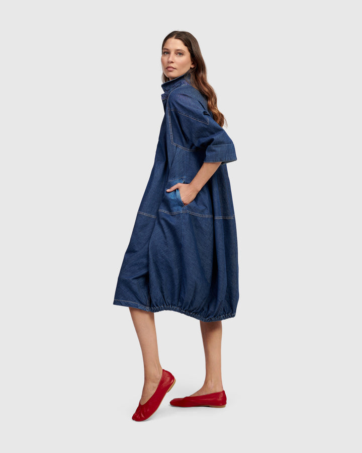 Panama Oversized Shirt Dress, Denim