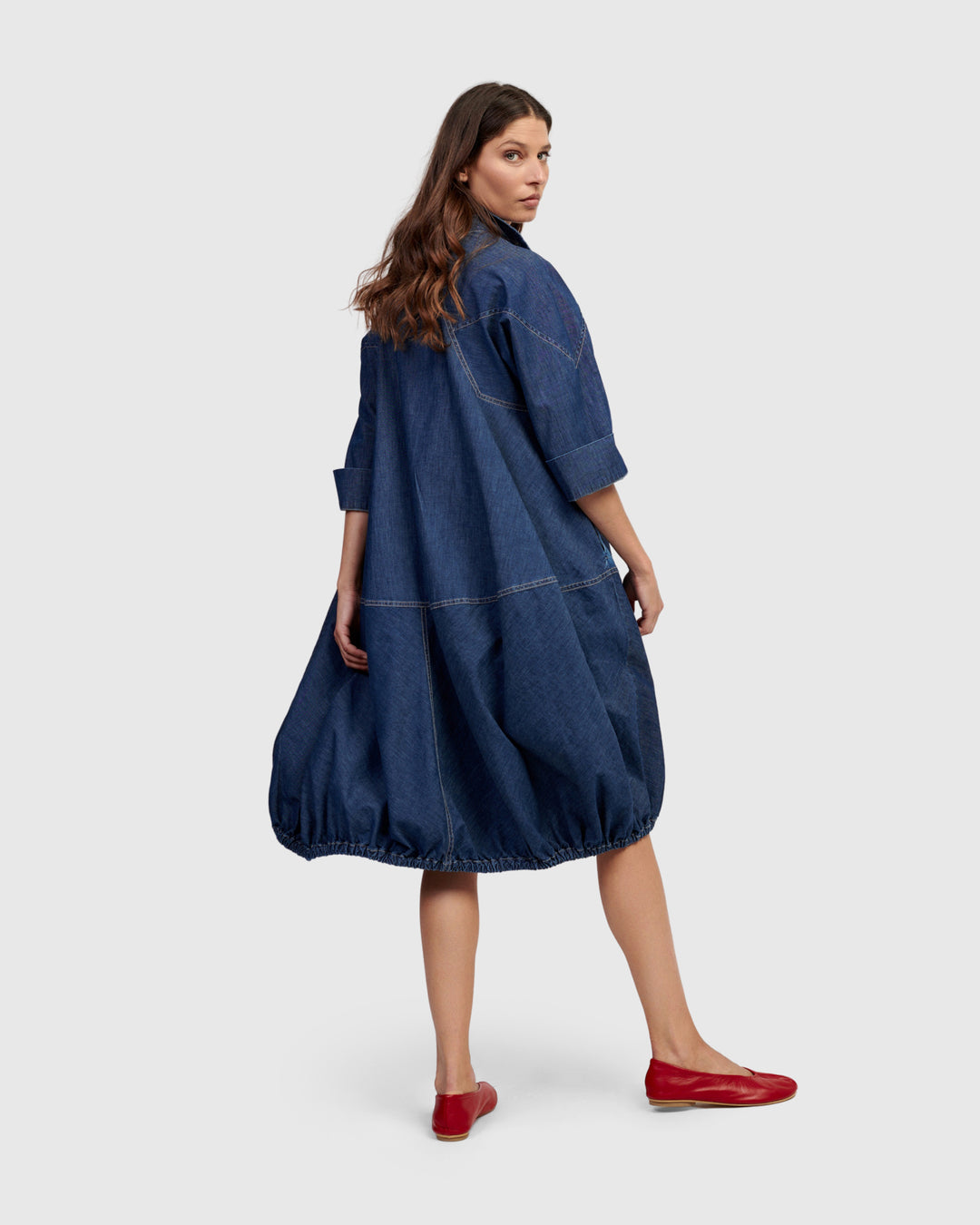 oversized denim shirt dress outfit ASOS Design Denim Oversized Long Sleeve Shirt Dress in rinse wash-Blue