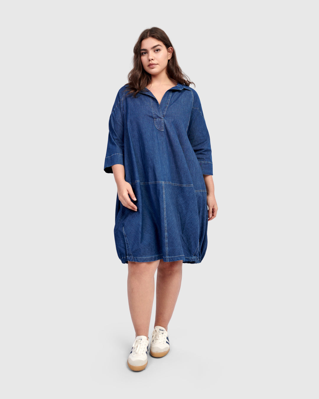 Panama Oversized Shirt Dress, Denim