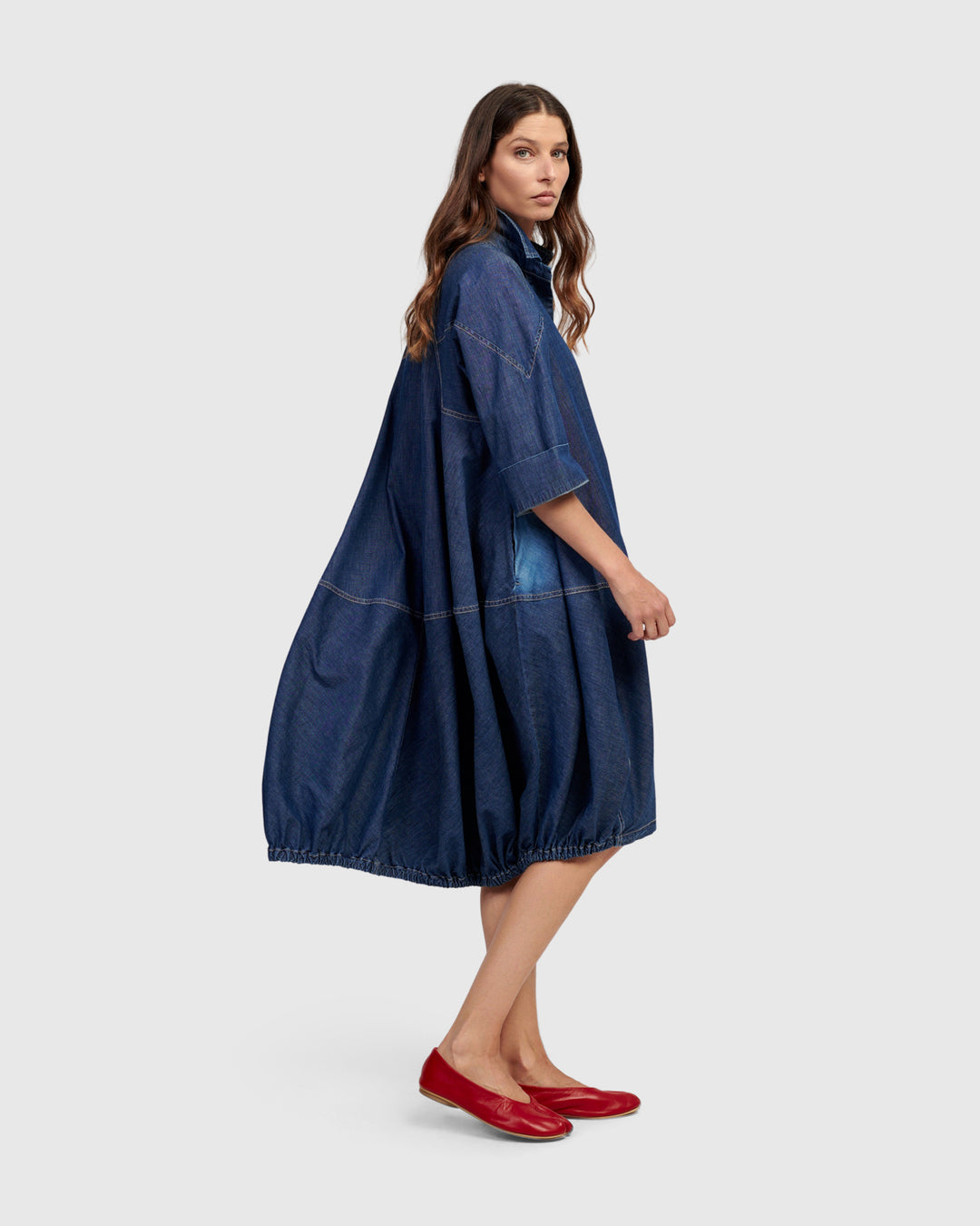 Panama Oversized Shirt Dress, Denim