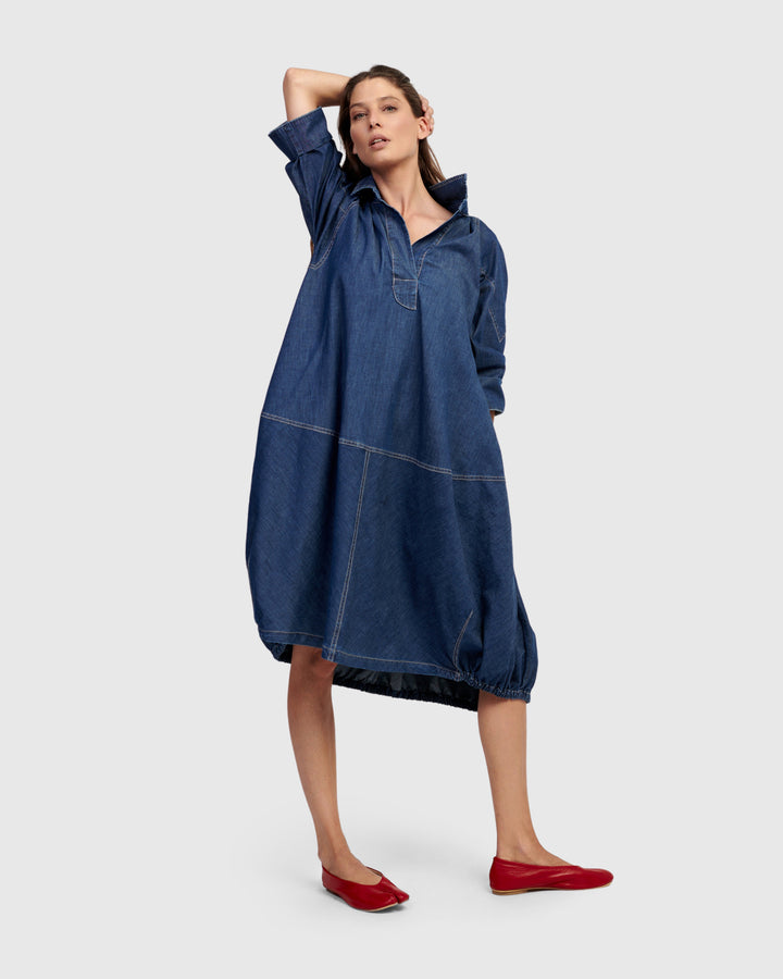 Panama Oversized Shirt Dress, Denim