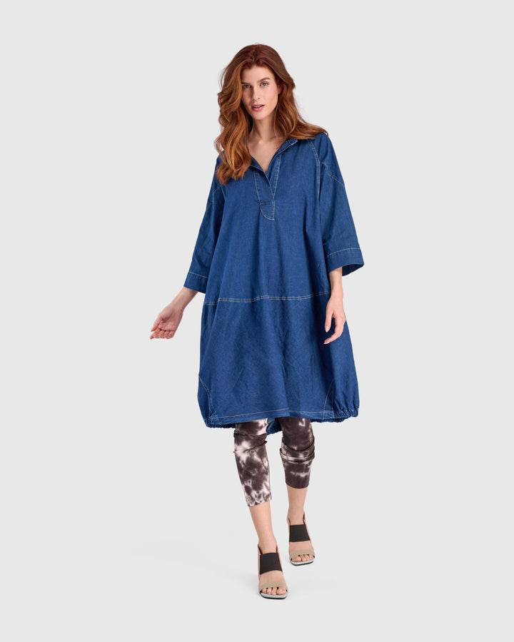Panama Oversized Shirt Dress, Denim