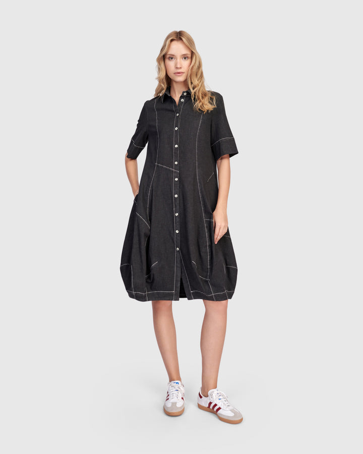Barbie Wonderful Shirt Dress, Black Denim