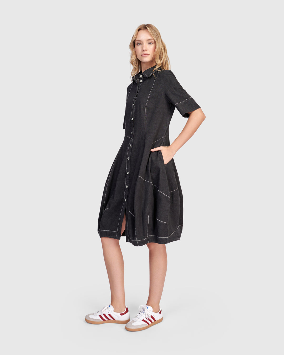 Barbie Wonderful Shirt Dress, Black Denim