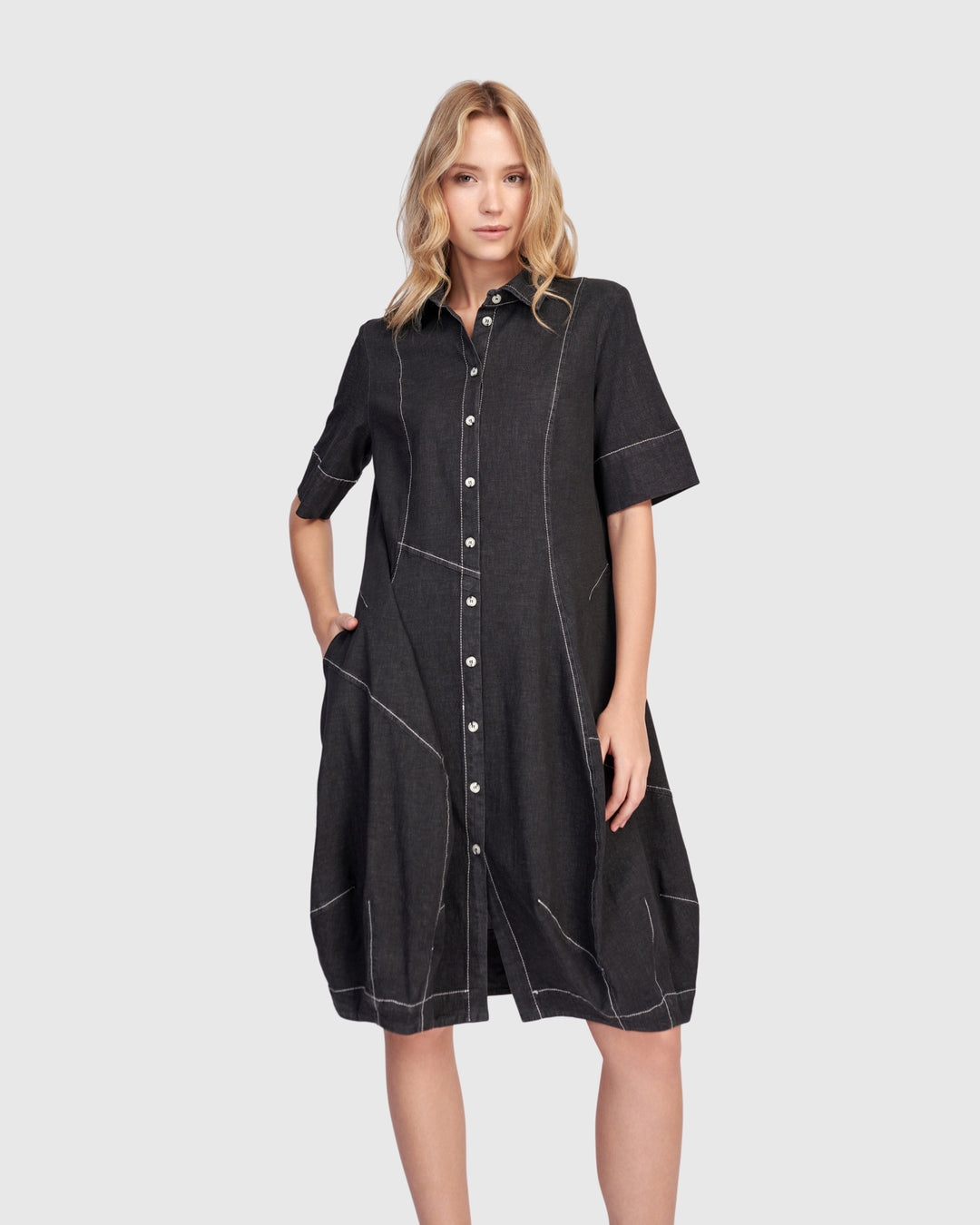 Barb Denim Shirtdress, Black Alembika U.S. Barb Denim Shirtdress, Black Alembika U.S.