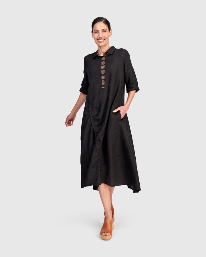 Driftwood Linen Dress, Black
