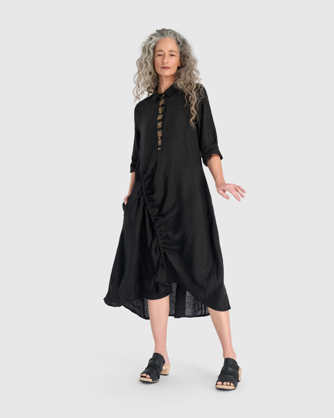Driftwood Linen Dress, Black