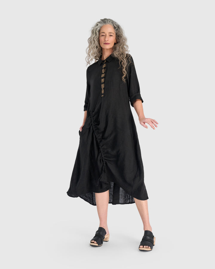 Driftwood Linen Dress, Black