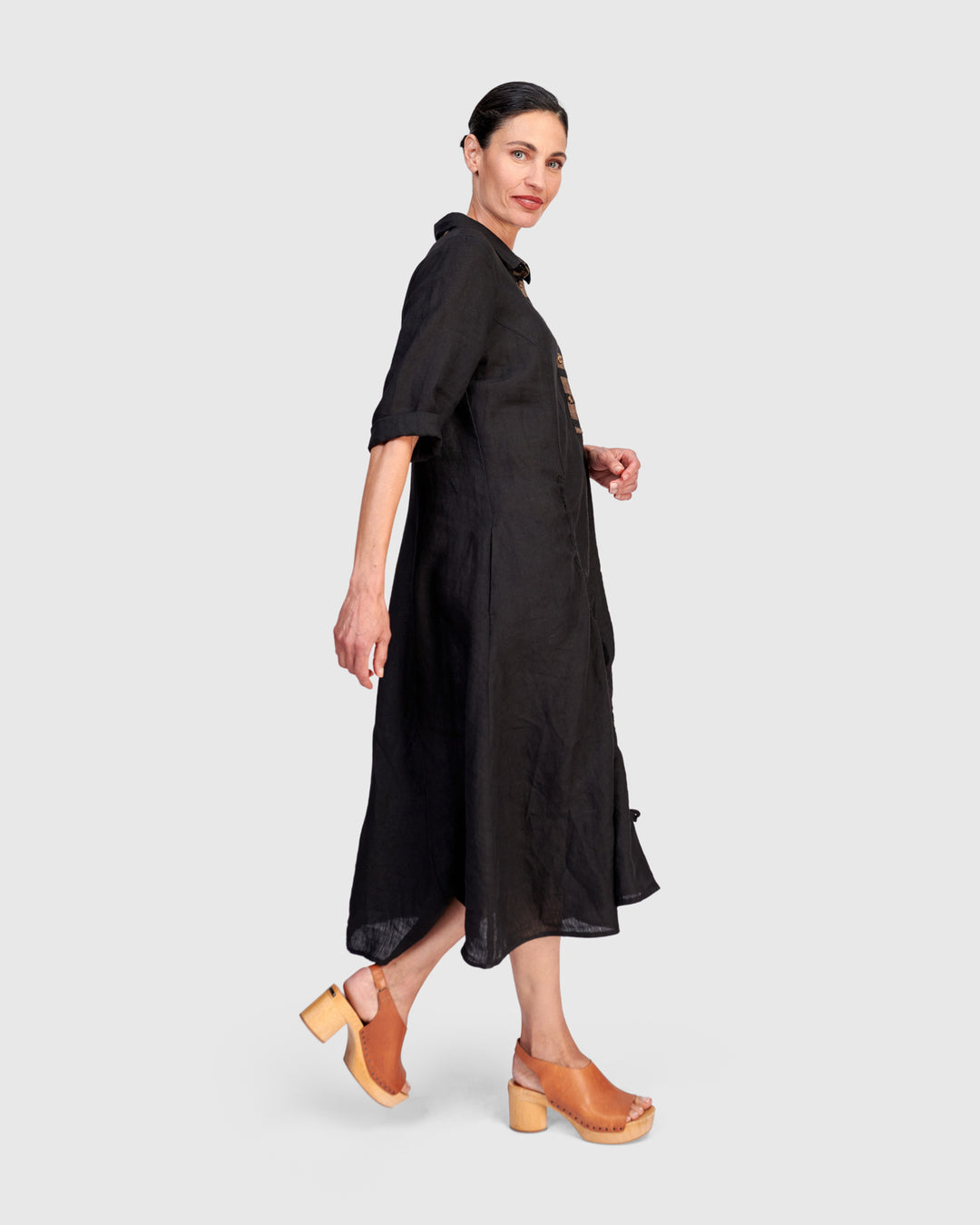 Driftwood Linen Dress, Black