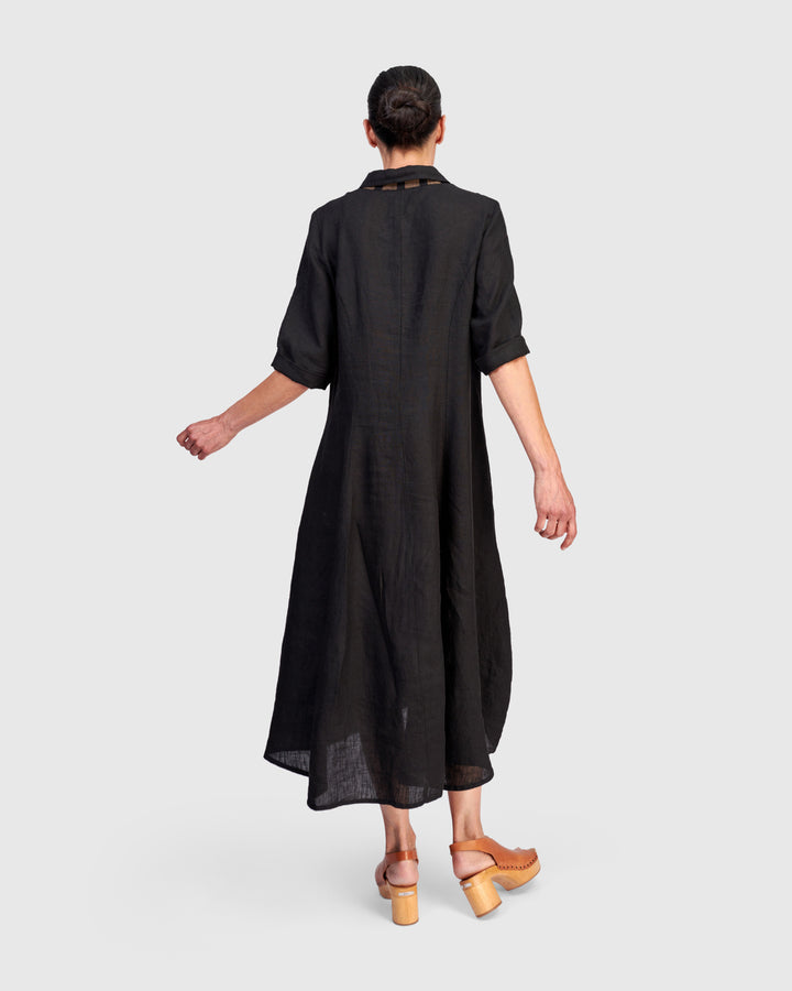 Driftwood Linen Dress, Black
