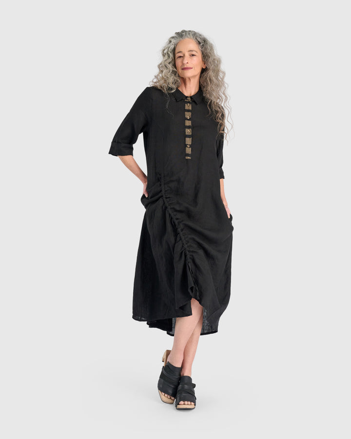 Driftwood Linen Dress, Black