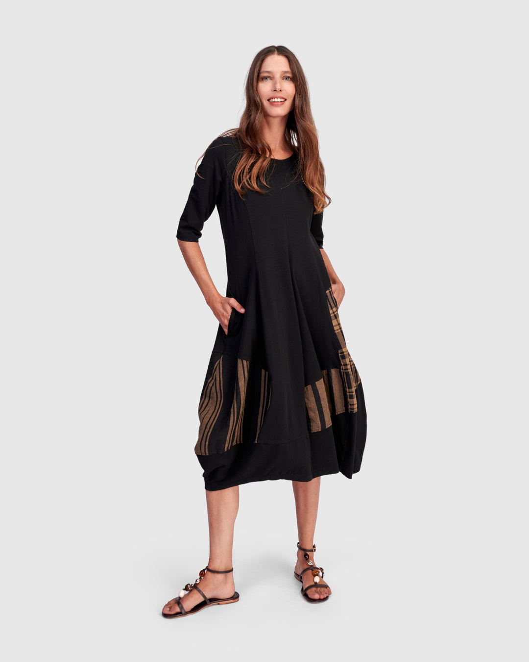 Dusky Cocoon Dress, Black/Sepia