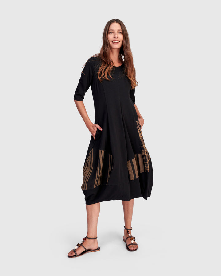 Dusky Cocoon Dress, Black/Sepia