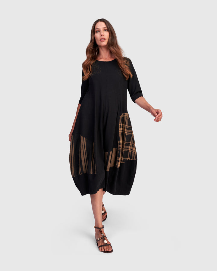 Dusky Cocoon Dress, Black/Sepia