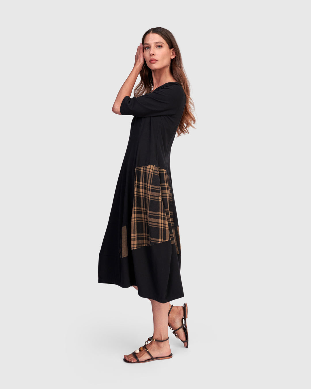 Dusky Cocoon Dress, Black/Sepia