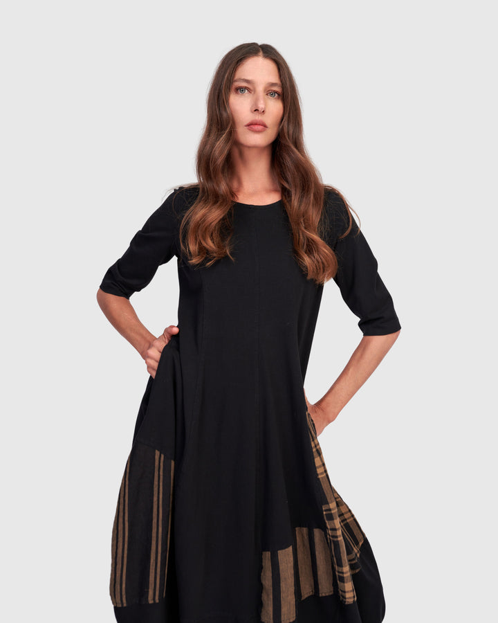 Dusky Cocoon Dress, Black/Sepia