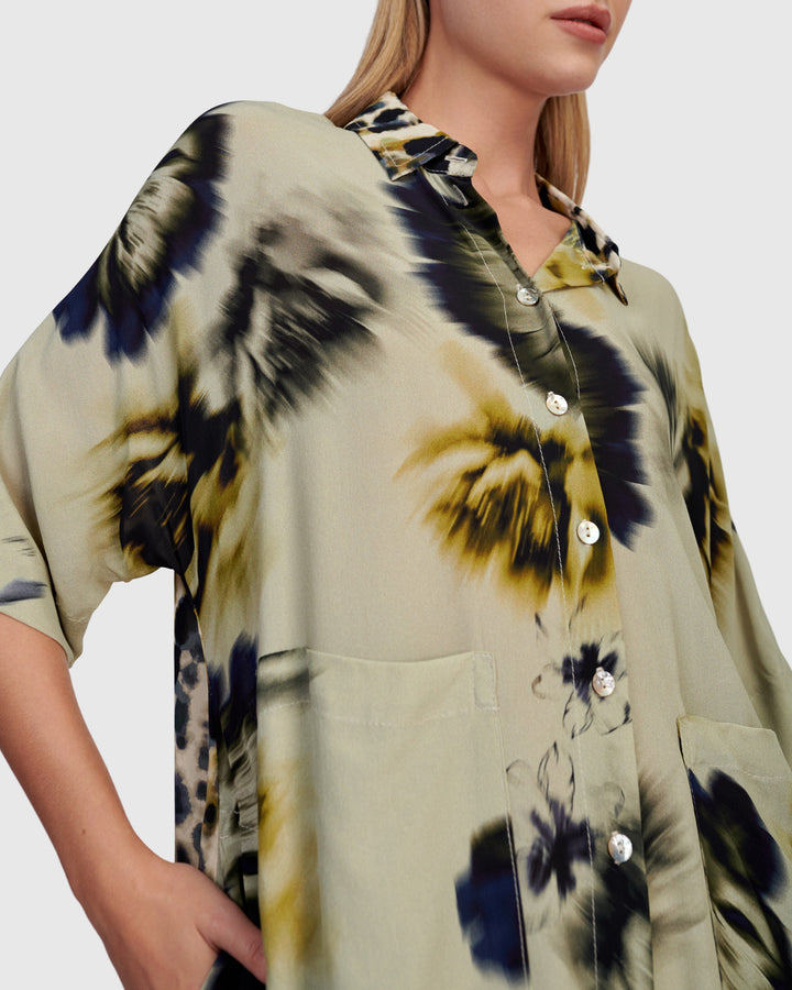 Champaca Maxi Dress, Beige Floral