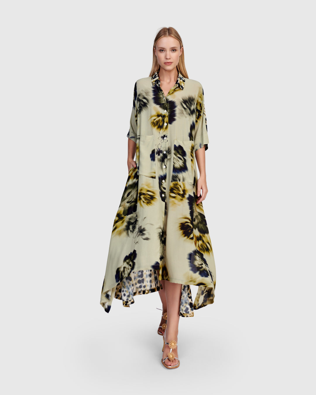 Champaca Maxi Dress, Beige Floral