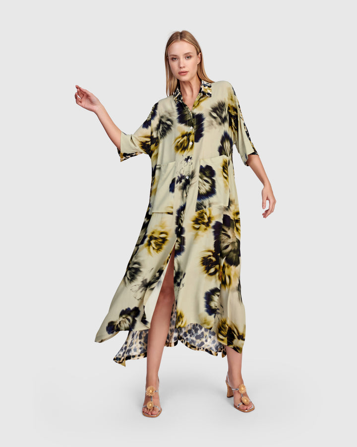 Champaca Maxi Dress, Beige Floral