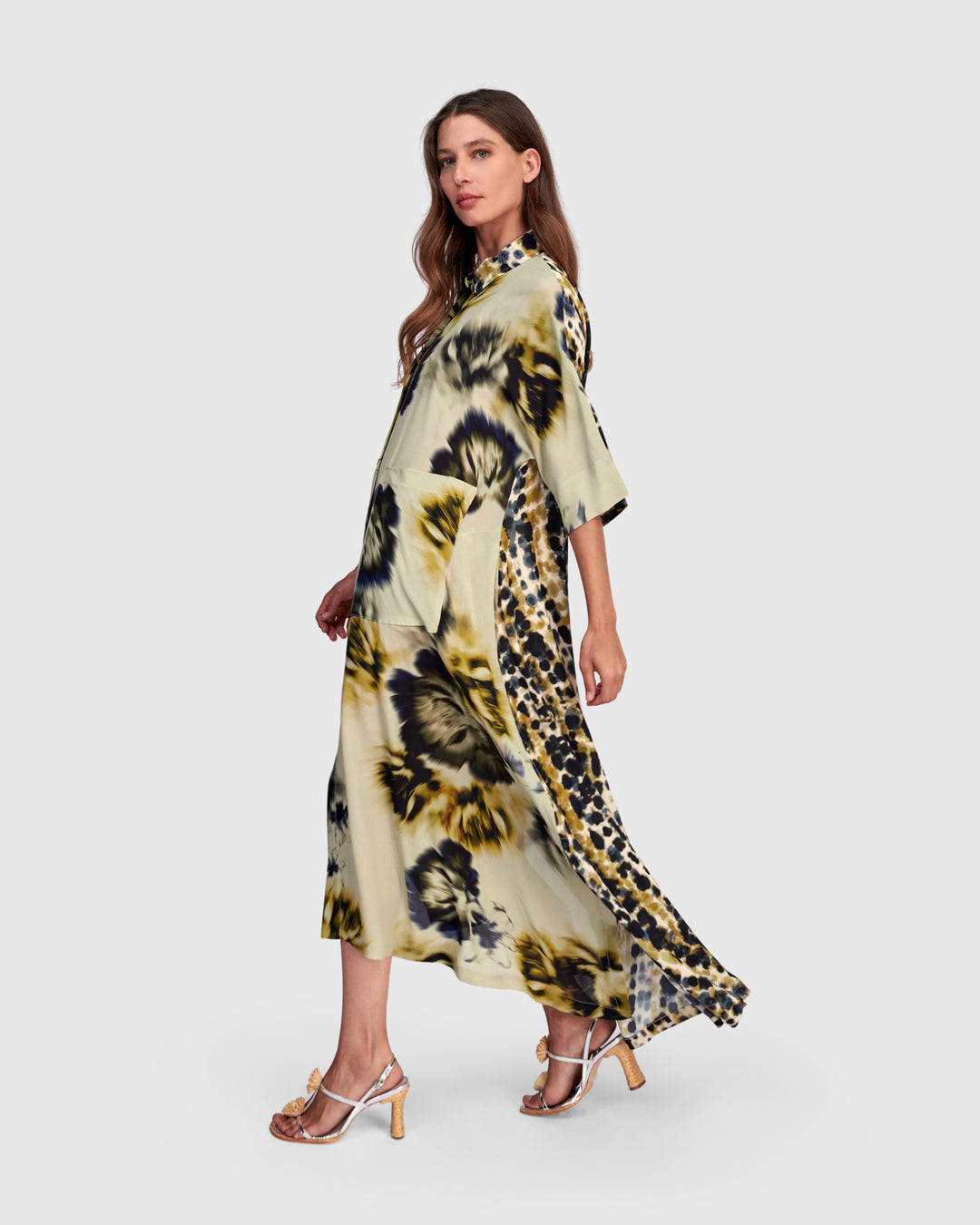 Champaca Maxi Dress, Beige Floral