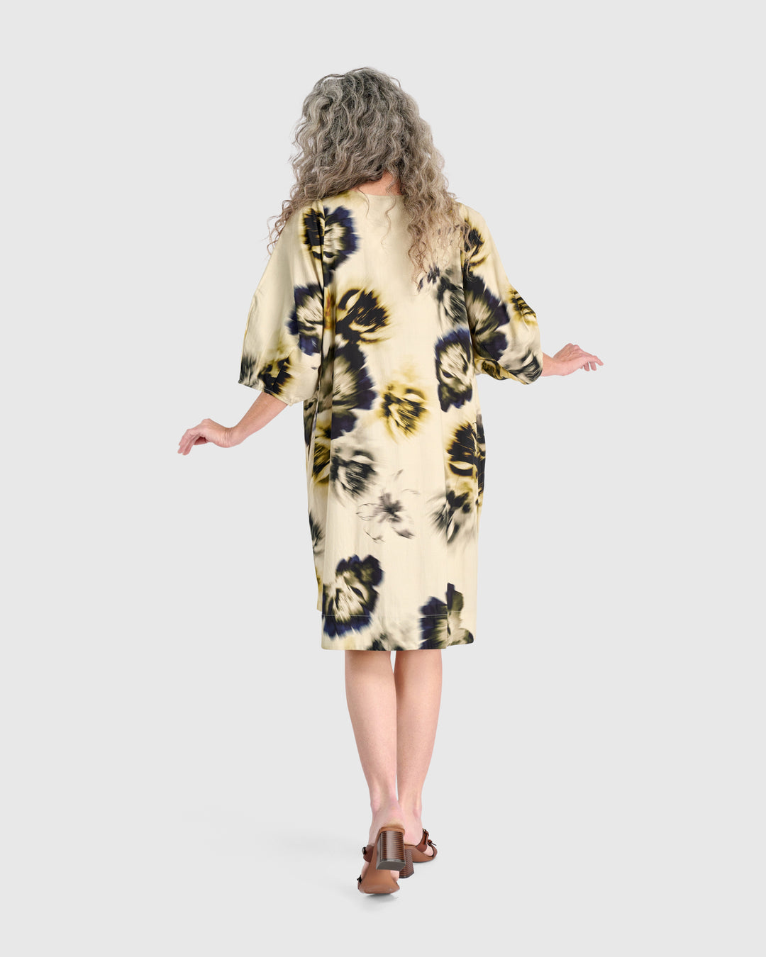 Cascalone Cotton Dress, Beige Floral