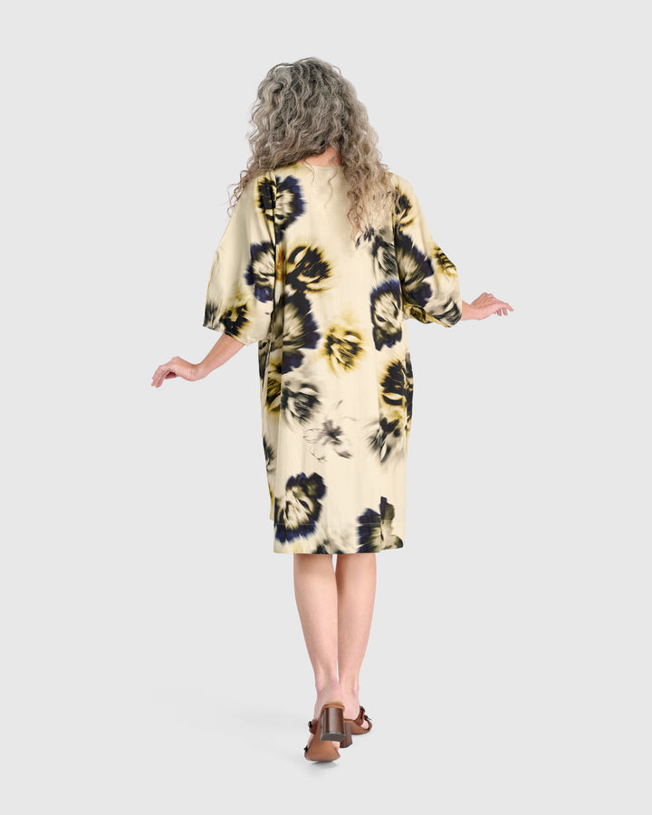 Cascalone Cotton Dress, Beige Floral